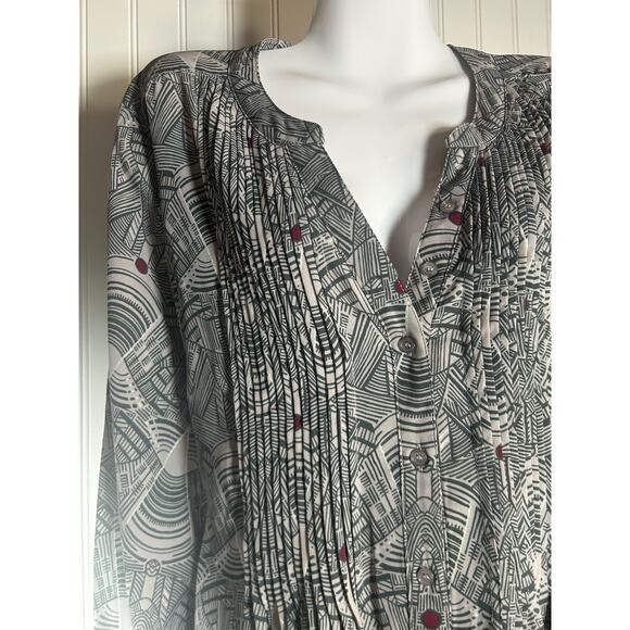2 peace MELISSA MCCARTHY Seven Gray Geometric Print Tunic Blouse/pants set Sz 1X - Picture 3 of 16